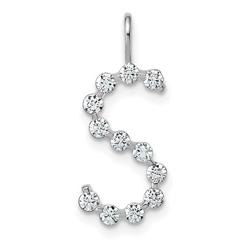 True Origin 14K White Gold 0.50 Carat Lab Grown Diamond VS+ F+ Complete Alphabet S Pendant