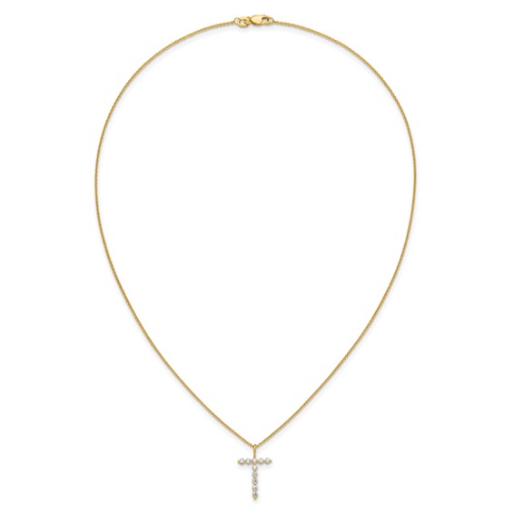 True Origin 14K Yellow Gold 1/3 carat Lab Grown Diamond VS+ F+ Complete Alphabet T Pendant Necklace
