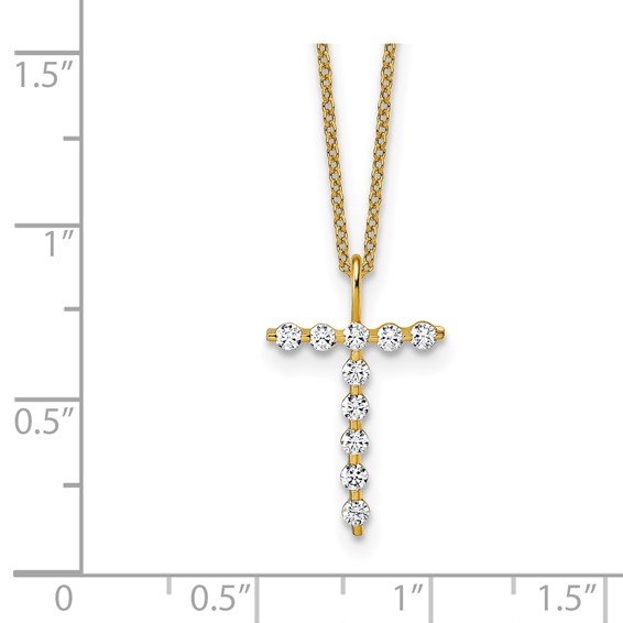 True Origin 14K Yellow Gold 1/3 carat Lab Grown Diamond VS+ F+ Complete Alphabet T Pendant Necklace