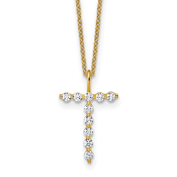True Origin 14K Yellow Gold 1/3 carat Lab Grown Diamond VS+ F+ Complete Alphabet T Pendant Necklace