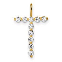 True Origin 14K Yellow Gold 0.33 Carat Lab Grown Diamond VS+ F+ Complete Alphabet T Pendant view 1