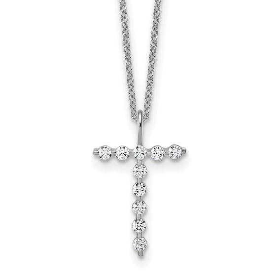 True Origin 14K White Gold 1/3 carat Lab Grown Diamond VS+ F+ Complete Alphabet T Pendant Necklace