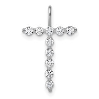True Origin 14K White Gold 0.33 Carat Lab Grown Diamond VS+ F+ Complete Alphabet T Pendant view 1