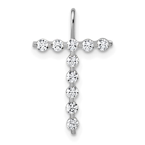 True Origin 14K White Gold 0.33 Carat Lab Grown Diamond VS+ F+ Complete Alphabet T Pendant