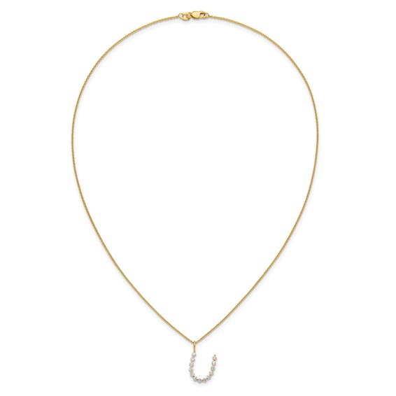 True Origin 14K Yellow Gold 3/8 carat Lab Grown Diamond VS+ F+ Complete Alphabet U Pendant Necklace