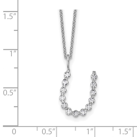 True Origin 14K White Gold 3/8 carat Lab Grown Diamond VS+ F+ Complete Alphabet U Pendant Necklace