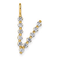 True Origin 14K Yellow Gold 0.38 Carat Lab Grown Diamond VS+ F+ Complete Alphabet V Pendant view 1