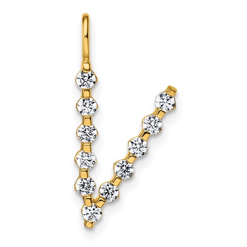 True Origin 14K Yellow Gold 0.38 Carat Lab Grown Diamond VS+ F+ Complete Alphabet V Pendant