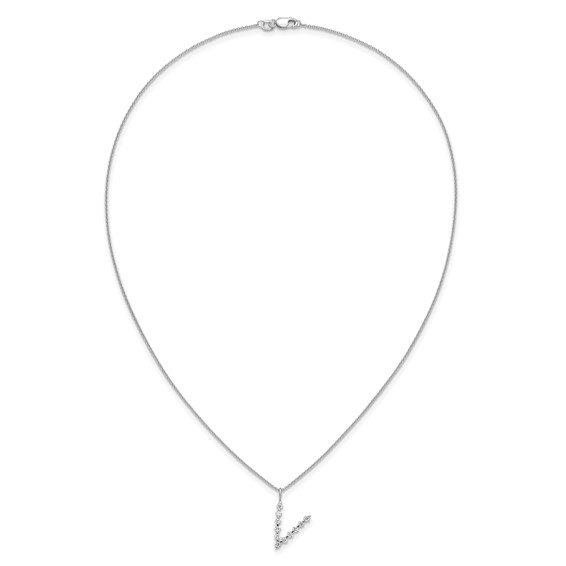 True Origin 14K White Gold 3/8 carat Lab Grown Diamond VS+ F+ Complete Alphabet V Pendant Necklace
