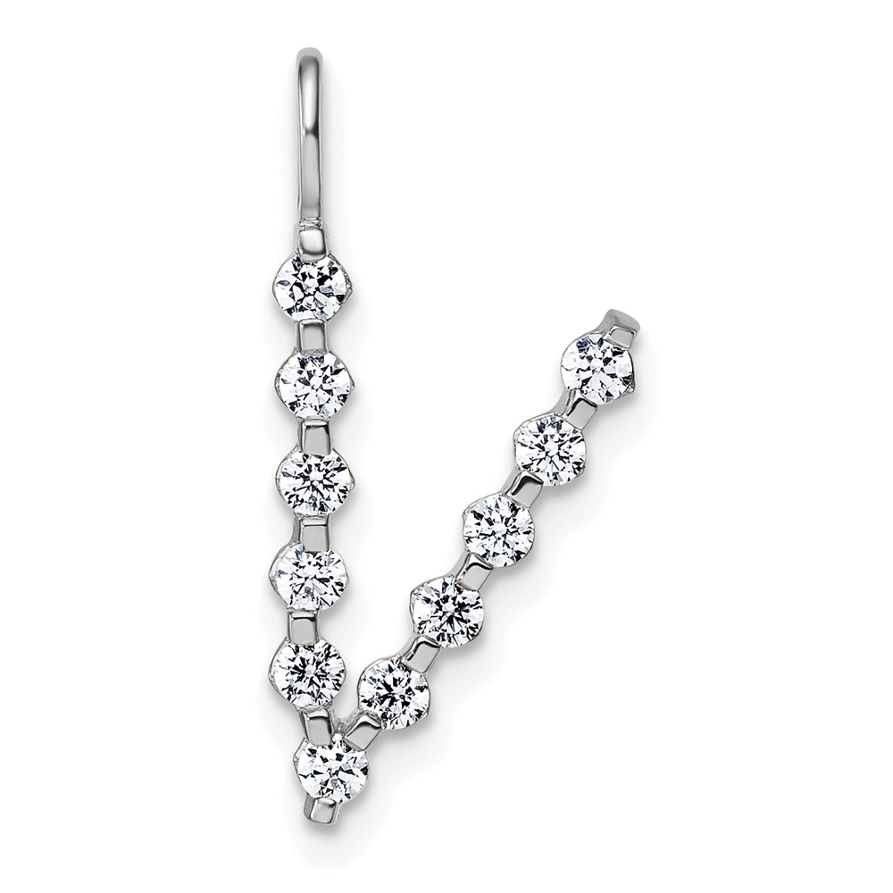 True Origin 14K White Gold 0.38 Carat Lab Grown Diamond VS+ F+ Complete Alphabet V Pendant