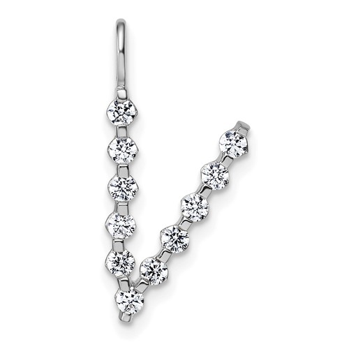 True Origin 14K White Gold 0.38 Carat Lab Grown Diamond VS+ F+ Complete Alphabet V Pendant
