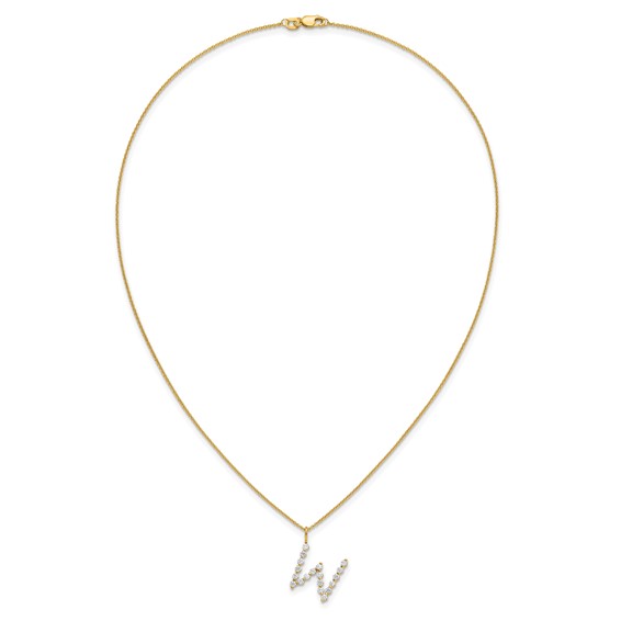 True Origin 14K Yellow Gold 5/8 carat Lab Grown Diamond VS+ F+ Complete Alphabet W Pendant Necklace