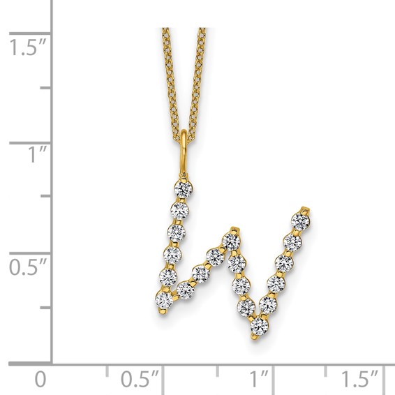 True Origin 14K Yellow Gold 5/8 carat Lab Grown Diamond VS+ F+ Complete Alphabet W Pendant Necklace