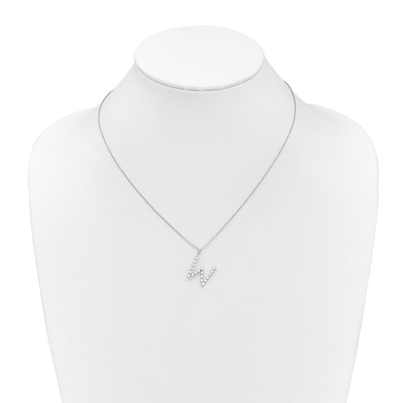 True Origin 14K White Gold 5/8 carat Lab Grown Diamond VS+ F+ Complete Alphabet W Pendant Necklace