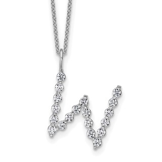 True Origin 14K White Gold 5/8 carat Lab Grown Diamond VS+ F+ Complete Alphabet W Pendant Necklace
