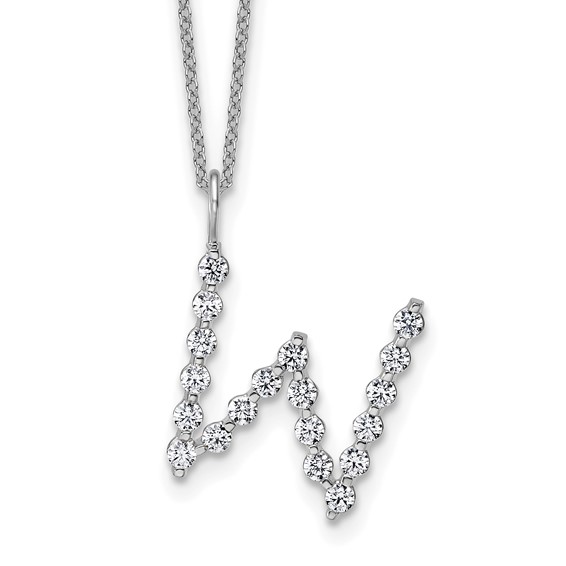 True Origin 14K White Gold 5/8 carat Lab Grown Diamond VS+ F+ Complete Alphabet W Pendant Necklace