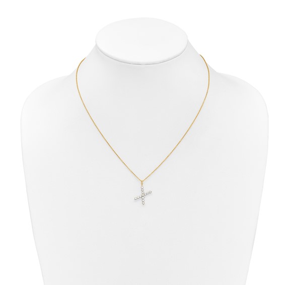 True Origin 14K Yellow Gold 3/8 carat Lab Grown Diamond VS+ F+ Complete Alphabet X Pendant Necklace