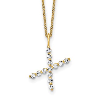 True Origin 14K Yellow Gold 3/8 carat Lab Grown Diamond VS+ F+ Complete Alphabet X Pendant Necklace