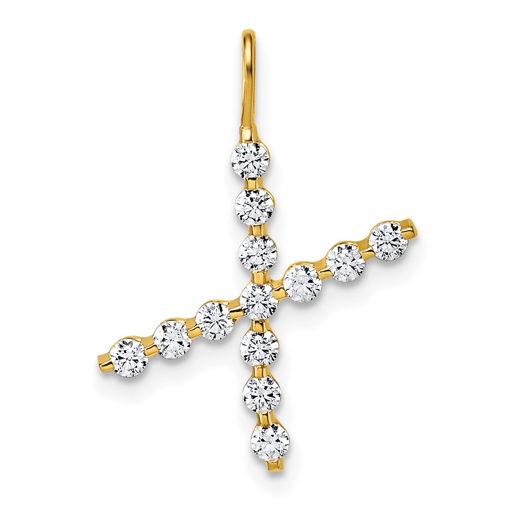 True Origin 14K Yellow Gold 0.38 Carat Lab Grown Diamond VS+ F+ Complete Alphabet X Pendant