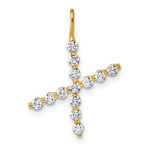 True Origin 14K Yellow Gold 0.38 Carat Lab Grown Diamond VS+ F+ Complete Alphabet X Pendant
