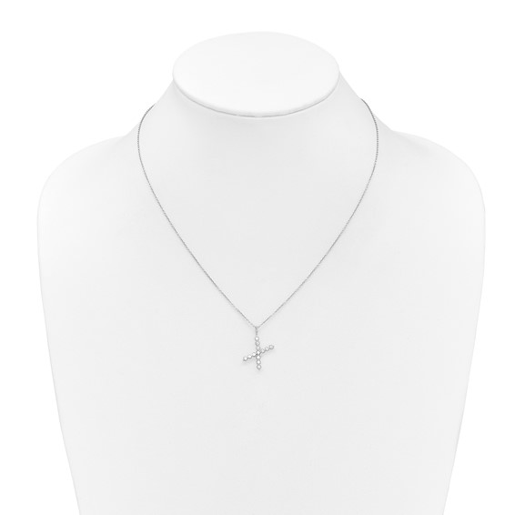 True Origin 14K White Gold 3/8 carat Lab Grown Diamond VS+ F+ Complete Alphabet X Pendant Necklace