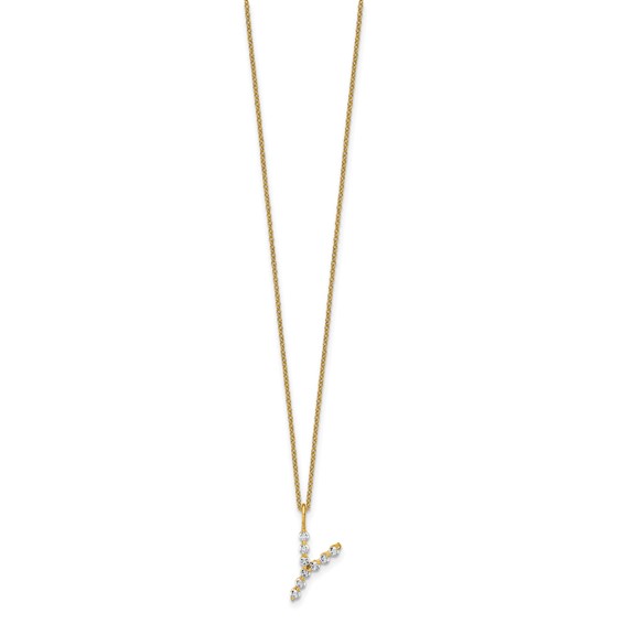 True Origin 14K Yellow Gold 1/3 carat Lab Grown Diamond VS+ F+ Complete Alphabet Y Pendant Necklace