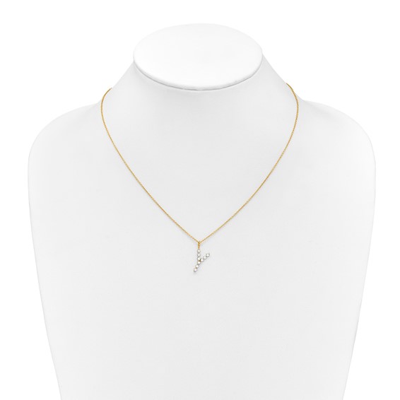 True Origin 14K Yellow Gold 1/3 carat Lab Grown Diamond VS+ F+ Complete Alphabet Y Pendant Necklace