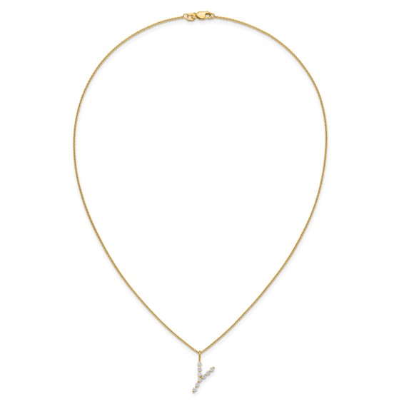 True Origin 14K Yellow Gold 1/3 carat Lab Grown Diamond VS+ F+ Complete Alphabet Y Pendant Necklace