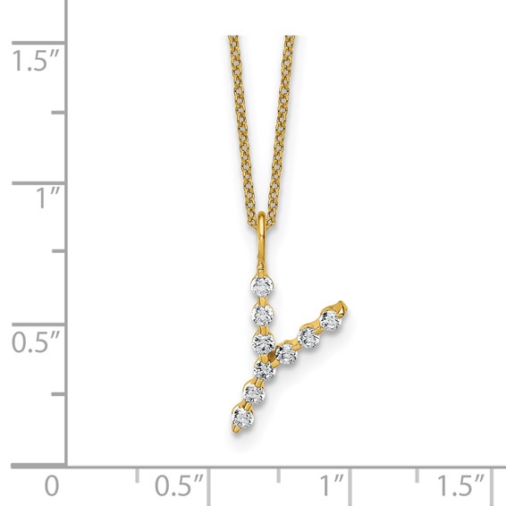 True Origin 14K Yellow Gold 1/3 carat Lab Grown Diamond VS+ F+ Complete Alphabet Y Pendant Necklace