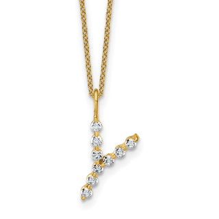 True Origin 14K Yellow Gold 1/3 carat Lab Grown Diamond VS+ F+ Complete Alphabet Y Pendant Necklace