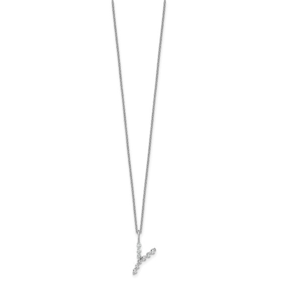 True Origin 14K White Gold 1/3 carat Lab Grown Diamond VS+ F+ Complete Alphabet Y Pendant Necklace