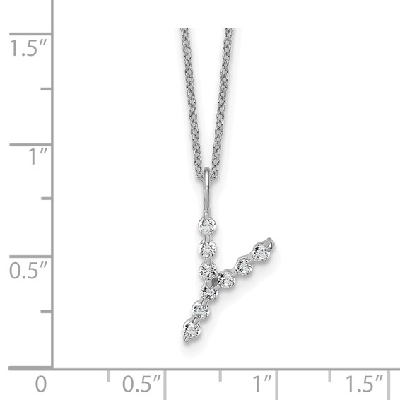 True Origin 14K White Gold 1/3 carat Lab Grown Diamond VS+ F+ Complete Alphabet Y Pendant Necklace