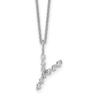 True Origin 14K White Gold 1/3 carat Lab Grown Diamond VS+ F+ Complete Alphabet Y Pendant Necklace