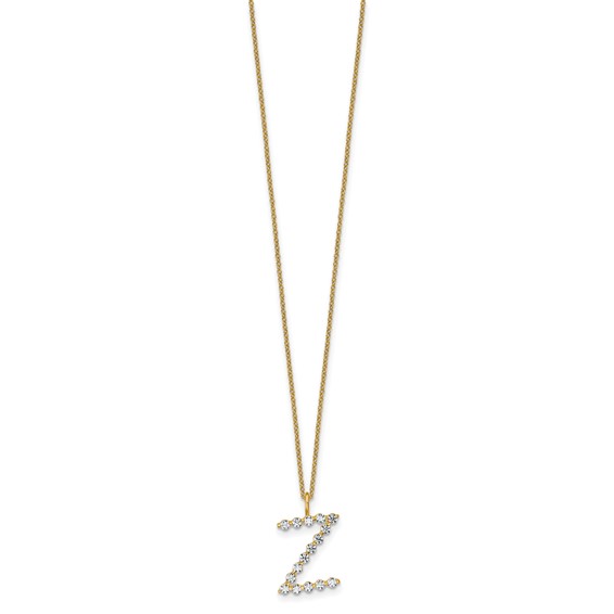 True Origin 14K Yellow Gold 1/2 carat Lab Grown Diamond VS+ F+ Complete Alphabet Z Pendant Necklace