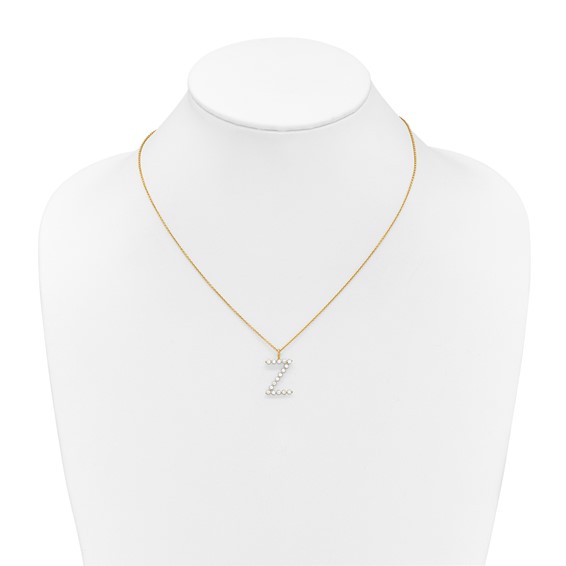 True Origin 14K Yellow Gold 1/2 carat Lab Grown Diamond VS+ F+ Complete Alphabet Z Pendant Necklace
