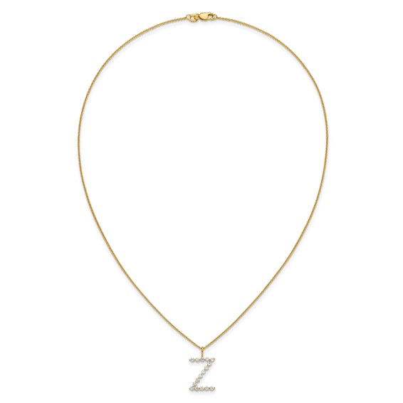 True Origin 14K Yellow Gold 1/2 carat Lab Grown Diamond VS+ F+ Complete Alphabet Z Pendant Necklace
