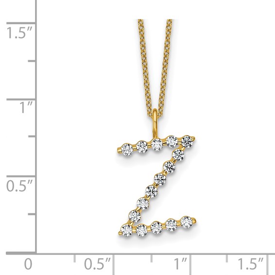 True Origin 14K Yellow Gold 1/2 carat Lab Grown Diamond VS+ F+ Complete Alphabet Z Pendant Necklace