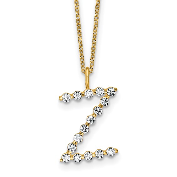 True Origin 14K Yellow Gold 1/2 carat Lab Grown Diamond VS+ F+ Complete Alphabet Z Pendant Necklace