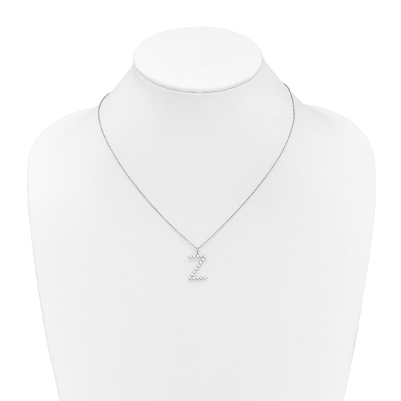 True Origin 14K White Gold 1/2 carat Lab Grown Diamond VS+ F+ Complete Alphabet Z Pendant Necklace