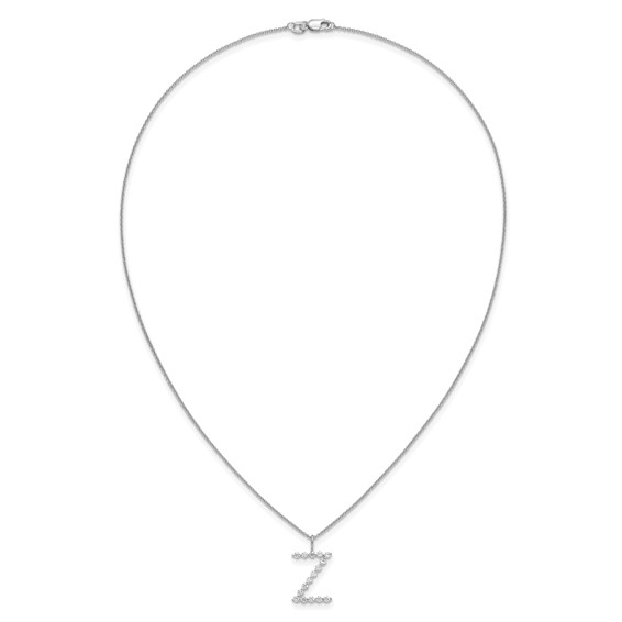 True Origin 14K White Gold 1/2 carat Lab Grown Diamond VS+ F+ Complete Alphabet Z Pendant Necklace