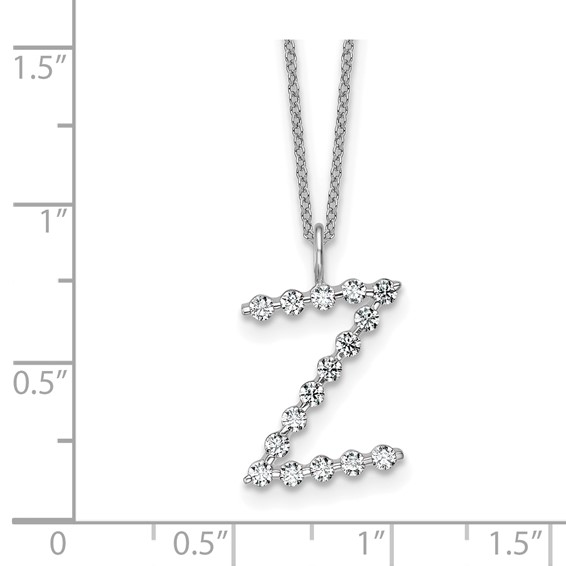 True Origin 14K White Gold 1/2 carat Lab Grown Diamond VS+ F+ Complete Alphabet Z Pendant Necklace