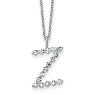 True Origin 14K White Gold 1/2 carat Lab Grown Diamond VS+ F+ Complete Alphabet Z Pendant Necklace