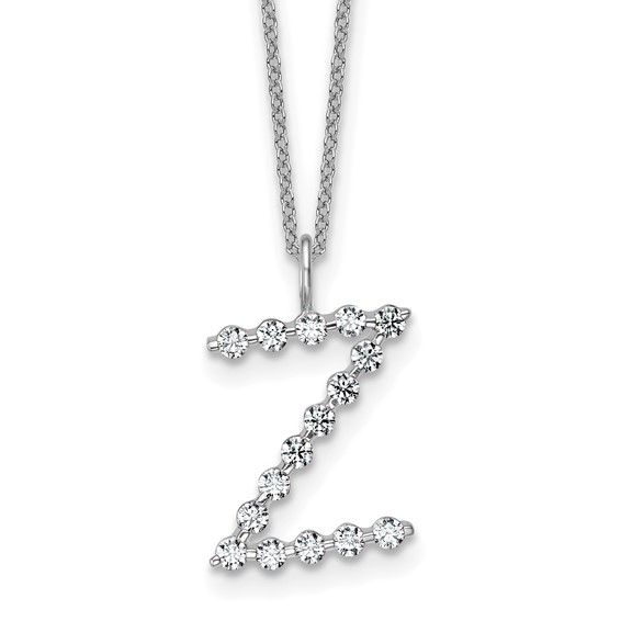 True Origin 14K White Gold 1/2 carat Lab Grown Diamond VS+ F+ Complete Alphabet Z Pendant Necklace