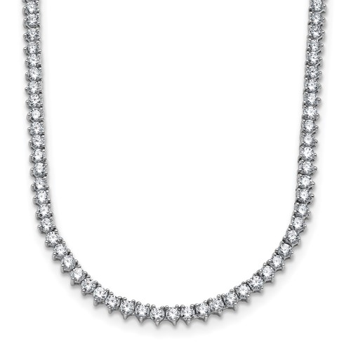 True Origin 14K White Gold 8.10 Carat Lab Grown Diamond VS+ F+ Complete Tennis Necklace, 20"