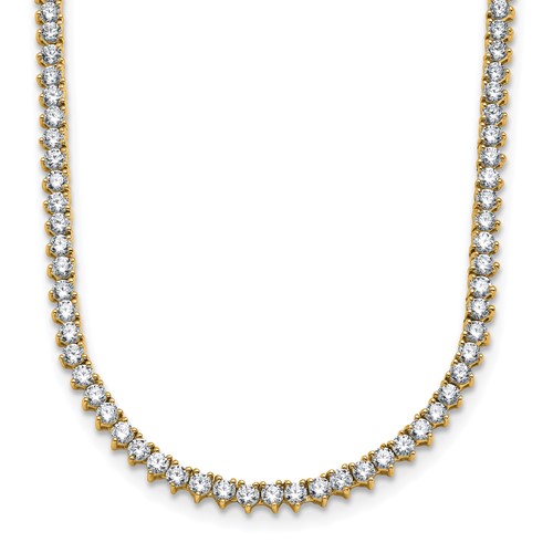 True Origin 14K Yellow Gold 8.10 Carat Lab Grown Diamond VS+ F+ Complete Tennis Necklace, 20"