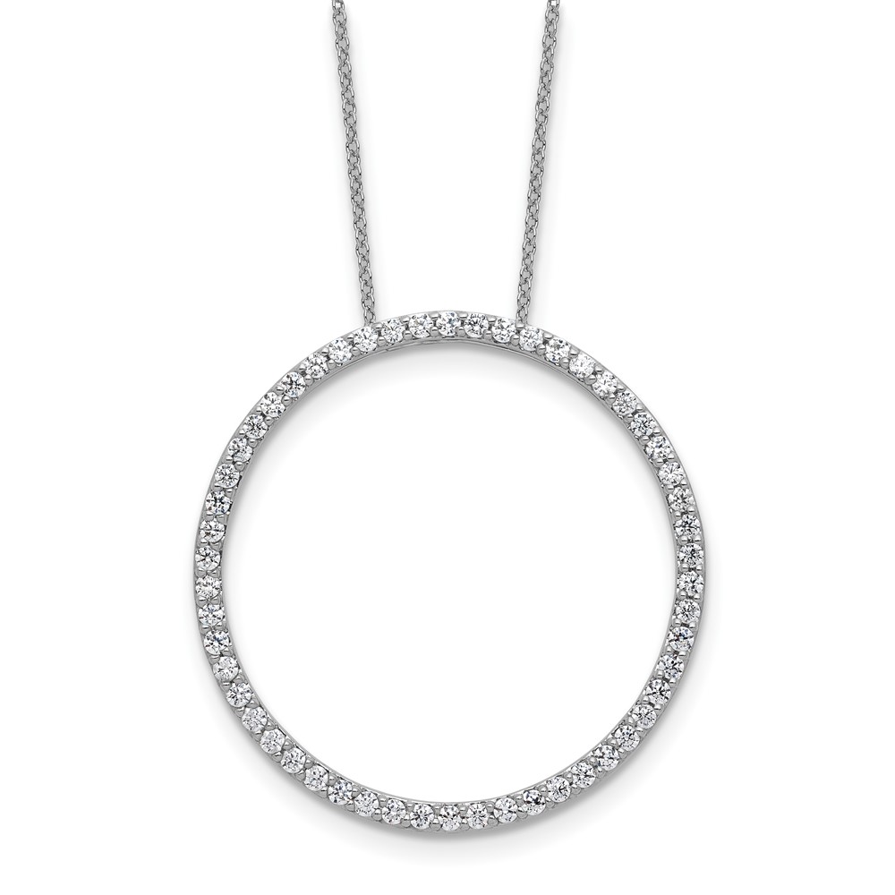 True Origin 14K White Gold 1 Carat Lab Grown Diamond VS+ F+ Complete Eternity Pendant Necklace, 18"