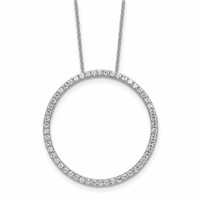 True Origin 14K White Gold 1 Carat Lab Grown Diamond VS+ F+ Complete Eternity Pendant Necklace, 18" view 1