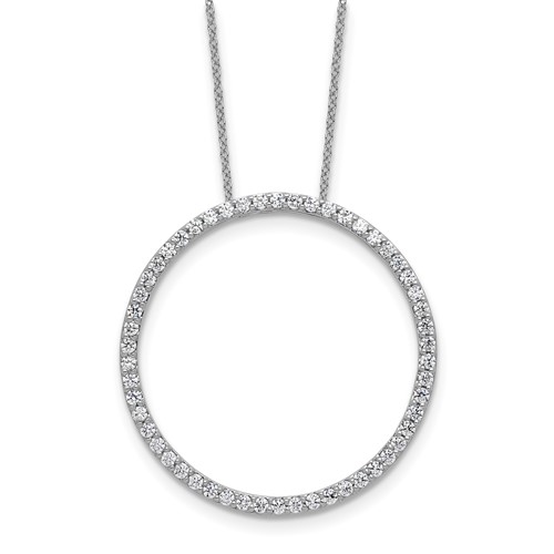 True Origin 14K White Gold 1 Carat Lab Grown Diamond VS+ F+ Complete Eternity Pendant Necklace, 18"