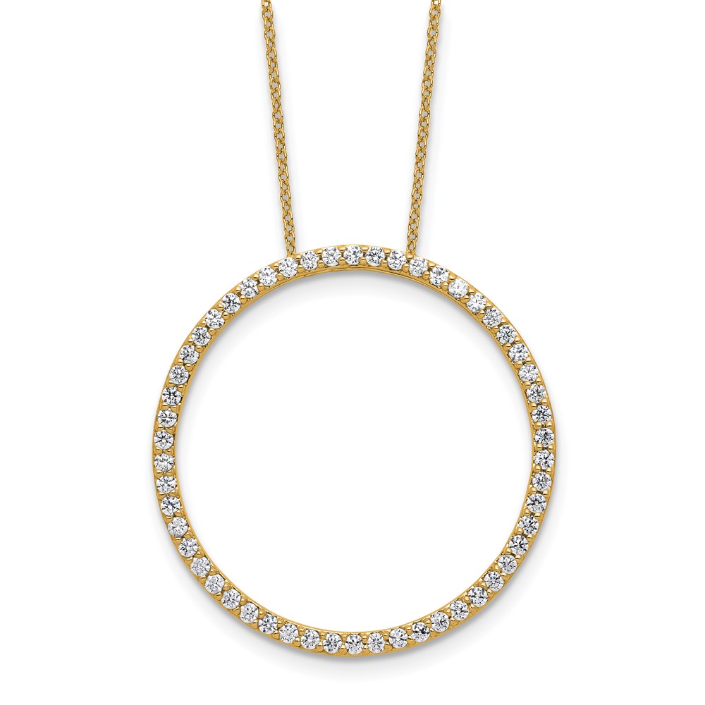 True Origin 14K Yellow Gold 1 Carat Lab Grown Diamond VS+ F+ Complete Eternity Pendant Necklace, 18"