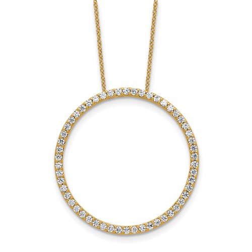 True Origin 14K Yellow Gold 1 Carat Lab Grown Diamond VS+ F+ Complete Eternity Pendant Necklace, 18"